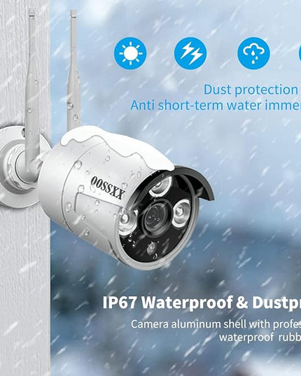 (Dual Antennas for Wi-Fi Enhanced) AI Human Detected 2-Antennas Enhance Outdoor Wireless Security Camera System WiFi Video Surveillance System OOSSXX