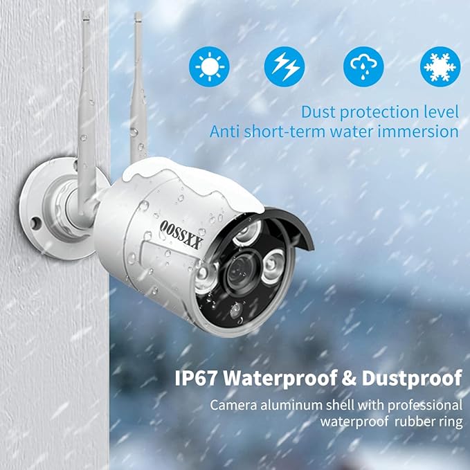 (Dual Antennas for Wi-Fi Enhanced) AI Human Detected 2-Antennas Enhance Outdoor Wireless Security Camera System WiFi Video Surveillance System OOSSXX