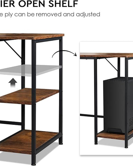 Ｍａｉｈａｉｌ Maihail Home Office Desk with Drawers Adjustable Shelves, 59 inch Writing Desk with File Cabinet, Large Computer Desk with Storage, Rustic Brown - LeafyLoom