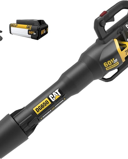 Cat DG650 60V 700 CFM 135 MPH Leaf Blower Cordless with Battery and Charger,Adjustable Speed Blowers for Lawn Care,Lightweight Cordless Leaf Blower with Variable Air Control Battery&Charger Include - LeafyLoom