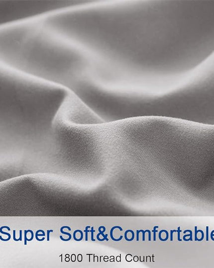 SONORO KATE Bed Sheet Set Super Soft Microfiber 1800 Thread Count Luxury Egyptian Sheets 16-Inch Deep Pocket Wrinkle-4 Piece(Full Grey) - LeafyLoom