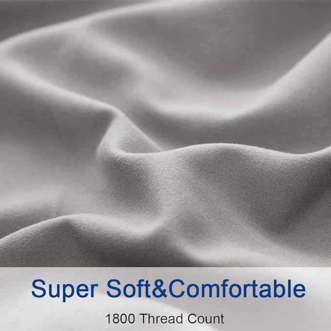 SONORO KATE Bed Sheet Set Super Soft Microfiber 1800 Thread Count Luxury Egyptian Sheets 16-Inch Deep Pocket Wrinkle-4 Piece(Full Grey) - LeafyLoom