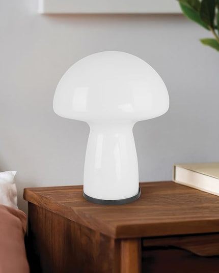 Milk White Mushroom lamp, Murano style retro design,Glass desk lamp with RGB 16 Color gradient dimmable LED bulbs, bedroom bedside bedside lamp, perfect home decoration.(LED Bulb Included) - LeafyLoom