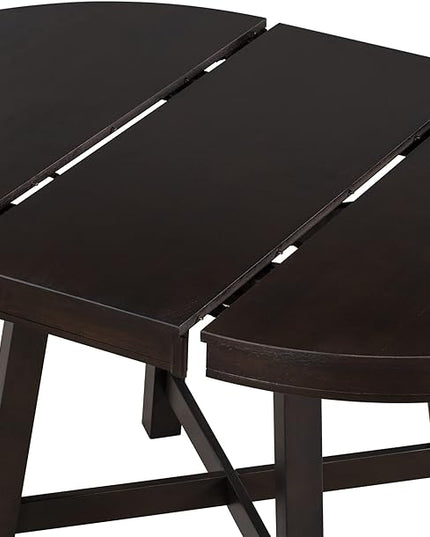 NicBex Dining Table Contemporary Kitchen Table Farmhouse Rustic Round Extendable Dining Table with 16" Leaf Wood Kitchen Table Round Dining Table, Espresso - LeafyLoom