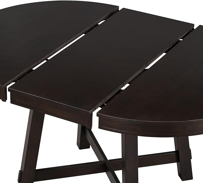 NicBex Dining Table Contemporary Kitchen Table Farmhouse Rustic Round Extendable Dining Table with 16" Leaf Wood Kitchen Table Round Dining Table, Espresso - LeafyLoom