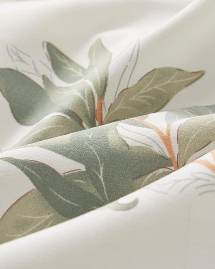 EMME Twin Comforter Set - Sage Green Floral Bedding Set 5 PCS with Flowers Leaves Pattern, Soft Plant Printed Botanical Bed Set with Sheets, Fluffy Bed Bag for All Season(68"X90") - LeafyLoom