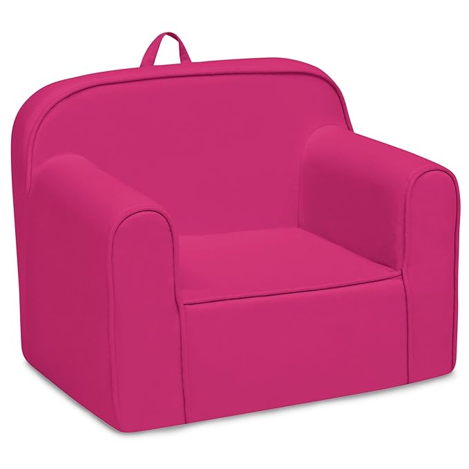 Delta Children Cozee Chair -Foam Kids Chair for Ages 18 Months and Up, Hot Pink - LeafyLoom