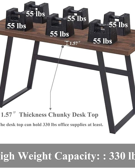BON AUGURE Computer Desk, Modern Simple Wood Home Office Desk, Wood and Metal PC Writing Workstation, Walnut Sturdy Home Office Desks (55 Inch, Rustic Oak) - LeafyLoom