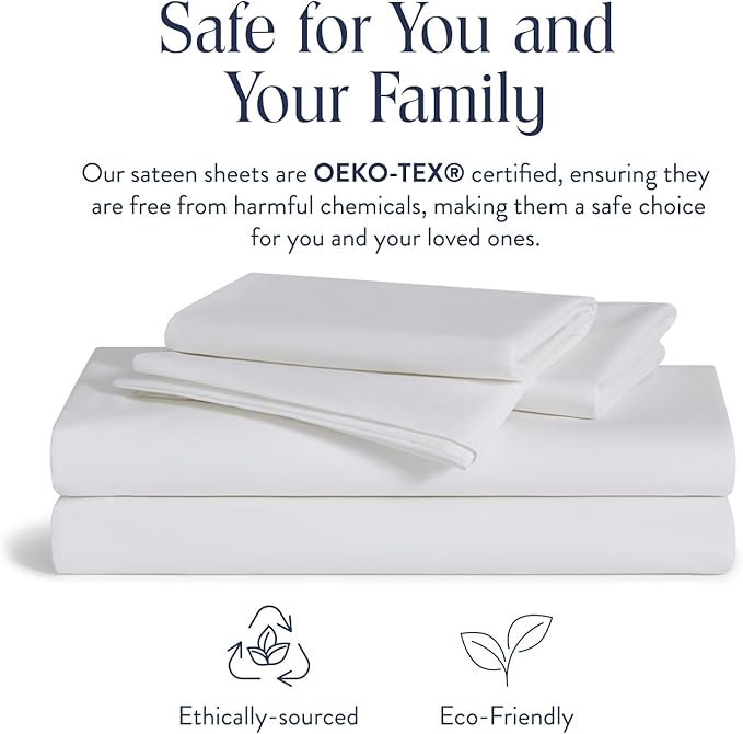 Brooklinen Luxury Sateen 4 Piece Twin XL Sheets Set in White - 100% Cotton Sateen Sheets - 1 Fitted Sheet, 1 Flat Sheet, 2 Pillowcases - Best Luxury Sheets Brooklinen