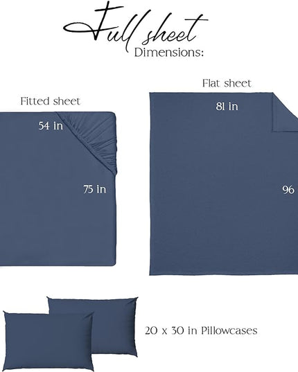 Northwest Ashford Home Essentials Bedding, 4 Piece Full Size Sheet Set, Estate Blue - LeafyLoom