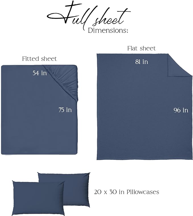 Northwest Ashford Home Essentials Bedding, 4 Piece Full Size Sheet Set, Estate Blue - LeafyLoom