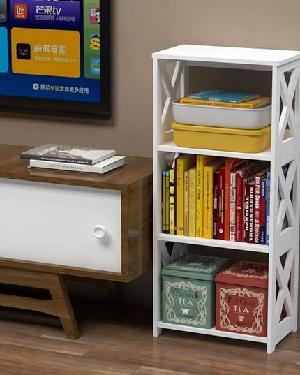 Small Bookcase Bookshelf - 4 Tier Bookshelves Organizer Storage Shelf for Kids, Bookcases Book Display Rack & Open Shelves Table for Bathroom, Living Room, Bedroom, Office, White - LeafyLoom