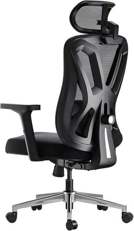 Hbada Ergonomic Mesh Office Chair, Computer Chair with Adjustable 2D Armrest, Swivel Office Chair -Adjustable Headrest with Lumbar Support and PU Wheels Black(No Footrest) - LeafyLoom