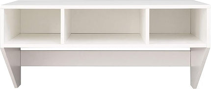 Wall Mounted Office Computer Desk with Three Compartments, White - LeafyLoom