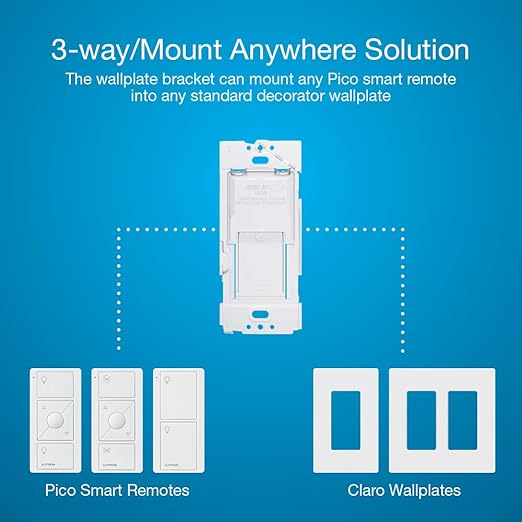 Lutron Caseta Original Smart Switch 3-Way Kit, w/ Pico Remote, Wallplate, and Wall Bracket, for LED Lights and Fans, 5 Amp, Neutral Required, P-PKG1WS-WH Lutron