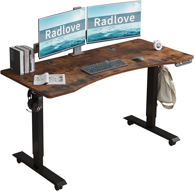 Radlove Electric Standing Desk, Height Adjustable Computer Desk Sit Stand Desk Home Office Desks with Splice Board and A Under Desk - LeafyLoom
