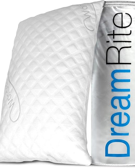 Dream Rite Shredded Memory Foam Pillow Series Luxury Adjustable Loft Home Pillow Hotel Collection Grade Washable Removable Cooling Bamboo Derived Rayon Cover- Queen 1 Pack - LeafyLoom