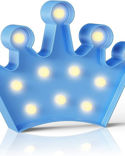 Blue Crown Decor, Princess Decor for Girls Room, Princess Party Decorations, Birthday Decor, Battery Powered Night Light for Girls - LeafyLoom