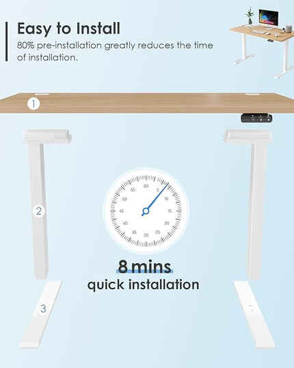 Sunon Sit Laptop Computer Writing Workstations with 3 Pre-Set and USB Port 48" for Home Office Smart Advanced Standing Desk, Oak - LeafyLoom