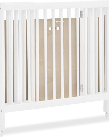 Delta Children Mia Portable Folding Mini Crib with 1.5-Inch Mattress - Greenguard Gold Certified, Bianca White - LeafyLoom