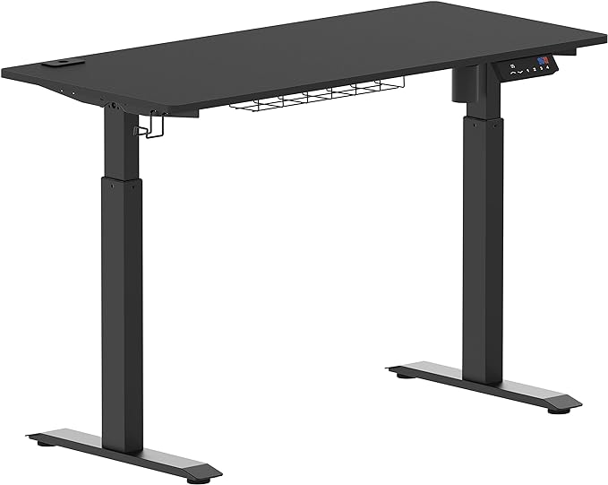 SHW Memory Preset Electric Height Adjustable Standing Desk, 48 x 24 Inches, Black - LeafyLoom