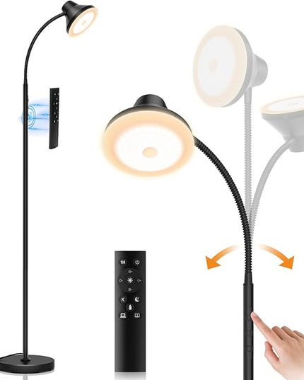 Bright Floor Lamp Dimmable Arc, Modern Floor Lamp for Living Room,Remote & Touch Control,Adjustable Gooseneck,15 W LED Bulb Included - LeafyLoom