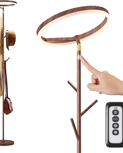 Innovative Floor Lamp, Floor Lamps for Living Room with Coat Rack, Floor Lamps with Stepless Adjust Color Temperatures & Brightness, Remote Control and Touch Control - LeafyLoom