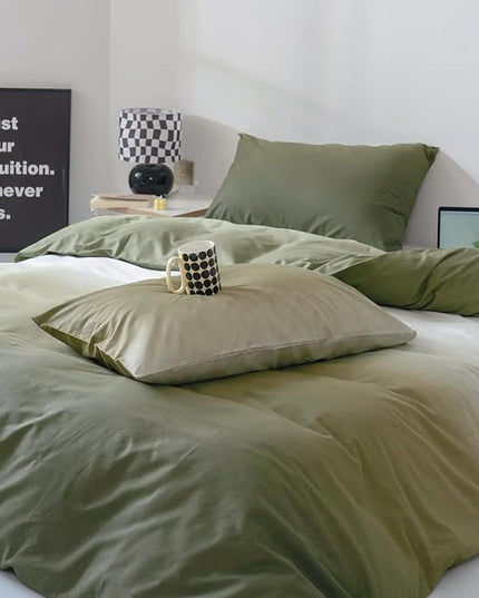 Gradient Green Comforter Set Ombre White Green Bedding Set Full Women Aesthetic Comforter 3 PCs Green Color Bed Comforter Set Full Gradient White and Green Comforter Set Full Size - LeafyLoom