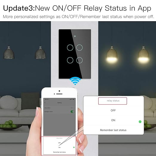 MOES 2.4GHz WiFi Wall Touch Smart Switch Neutral Wire Required, 3 Way Multi-Control, Glass Panel Light Switch Work with Smart Life/Tuya App, RF433 Remote Control, Alexa and Google Home Black 2 Gang MOES