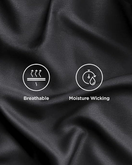 Bedsure King Size Sheet Set, Cooling Sheets King, Rayon Derived from Bamboo, Deep Pocket Up to 16", Breathable & Soft Bed Sheets, Hotel Luxury Silky Bedding Sheets & Pillowcases, Black - LeafyLoom