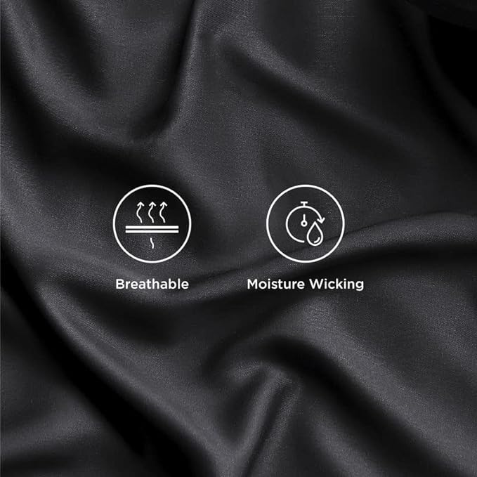 Bedsure King Size Sheet Set, Cooling Sheets King, Rayon Derived from Bamboo, Deep Pocket Up to 16", Breathable & Soft Bed Sheets, Hotel Luxury Silky Bedding Sheets & Pillowcases, Black - LeafyLoom