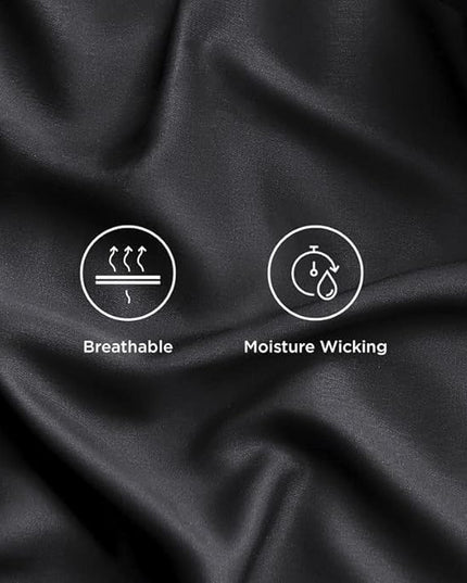 Bedsure Full Size Sheets, Cooling Sheets Full, Rayon Derived from Bamboo, Deep Pocket Up to 16", Breathable & Soft Bed Sheets, Hotel Luxury Silky Bedding Sheets & Pillowcases, Black - LeafyLoom