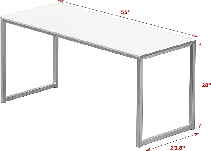 SHW Home Office 55-Inch Computer Desk, 24" Deep, White - LeafyLoom