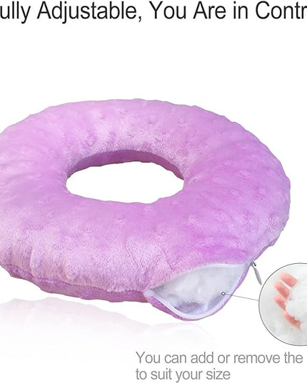 Piercing Pillow Ear Pillows Donut with Hole for Ear Pain CNH, Piercing, Pain Relief Sleeping, Pressure Sore, Side Sleepers, Headphones Minky Dot Lavender - LeafyLoom
