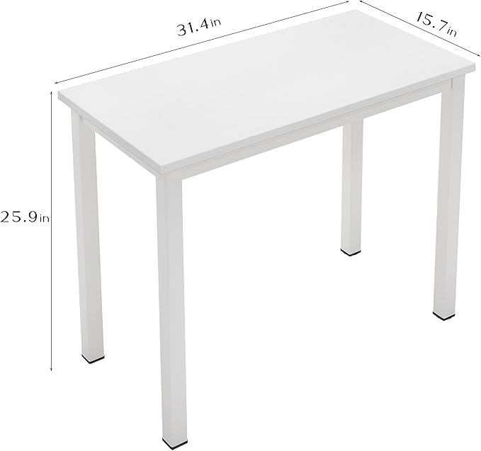 sogesfurniture 31.5 inches Office Desk Computer Desk Gaming Desk Computer Table Sturdy Writing Workstation for Home Office, White - LeafyLoom