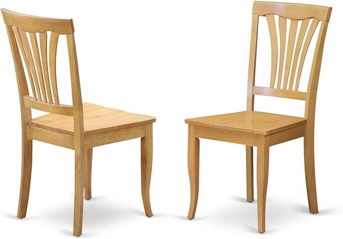 East West Furniture ANAV5-OAK-W 5 Piece Room Set Includes a Round Kitchen Table with Pedestal and 4 Dining Chairs, 36x36 Inch - LeafyLoom