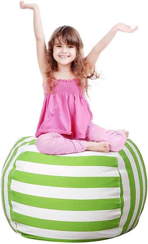 27Inch Stuffed Animal Storage Bean Bag Chair Cover for Kids room, Gifts for 3 4 5 6 7 8 9 Boys Girls Stuffed Animals Toy Storage Bags, New Year Gift-Green - LeafyLoom