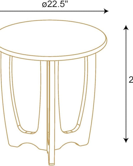 FINECASA Round End Table Small Rustic Side Table with Curved Legs Farmhouse Side Table Living Room, Bedroom, Entryway, Bedside, Nightstand (Natural) - LeafyLoom