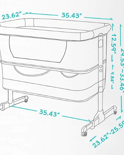 Bedside Sleeper Bedside Crib, Baby Bassinet 3 in 1 Travel Baby Crib Baby Bed with Breathable Net,Adjustable Portable Bed for Infant/Baby(Deep Grey) - LeafyLoom