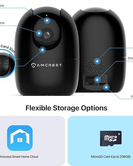 Amcrest 1080P WiFi Camera Indoor, Nanny Cam, Dog Camera, Sound & Baby Monitor, Human & Pet Detection, Motion-Tracking, 2.4Ghz Only, Pan/Tilt Wireless IP Camera, Night Vision, Smart Home ASH21-B Amcrest