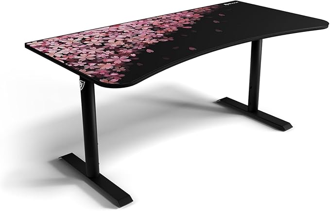Arozzi Arena Special Edition Ultrawide Curved Gaming and Office Desk with Full Surface Water Resistant Desk Mat Custom Monitor Mount Cable Management Cut Outs - Flower - LeafyLoom