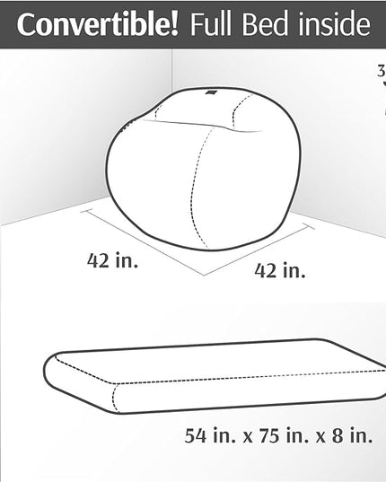 CordaRoy's Chenille Bean Bag Chair, Convertible Chair Folds from Bean Bag to Lounger, As Seen on Shark Tank, Navy - Full Size - LeafyLoom