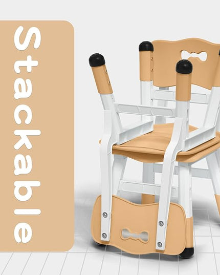 Adjustable Kid Chairs Indoor 3 Level Adjustable Suitable for Children Age 2-6. Maximum load-bearing 220LBS Suitable for Family Classroom and Nursery Child Seat Set (2-Pack-Beige) - LeafyLoom
