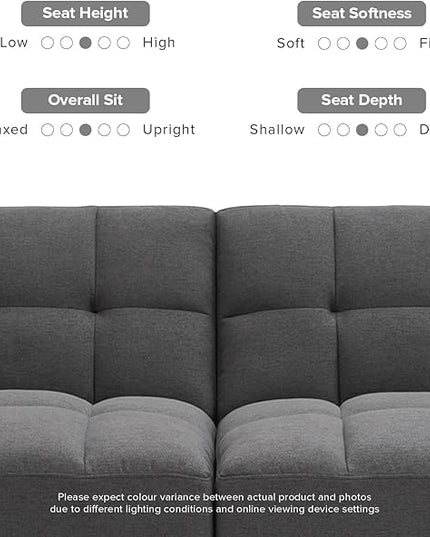 mopio Aaron Couch, Small Sofa, Futon, Sofa Bed, Sleeper Sofa, Loveseat, Mid Century Modern Futon Couch, Sofa Cama, Couches for Living Room, Bedroom (Dark Gray, Fabric) - LeafyLoom