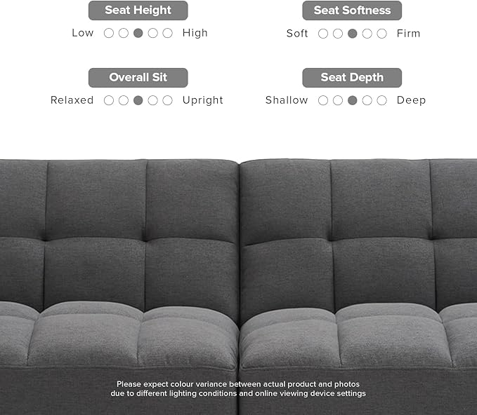 mopio Aaron Couch, Small Sofa, Futon, Sofa Bed, Sleeper Sofa, Loveseat, Mid Century Modern Futon Couch, Sofa Cama, Couches for Living Room, Bedroom (Dark Gray, Fabric) - LeafyLoom