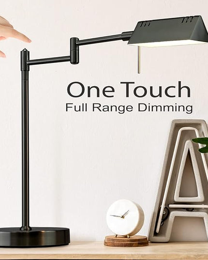 O'Bright LED Pharmacy Table Lamp, Full Range Dimming, 12W LED, 360 Degree Swing Arms, Desk, Reading, Craft, Work Lamp, ETL Tested, Black - LeafyLoom