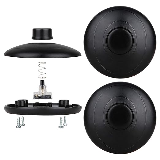 3Pcs Floor Lamp Foot Switch, Black Foot Pedal Switch, Round Floor Lamps Foot Inline Switch, Step ON Off Spring Push Button, for Control Replacement Floor Lamp Extension Cord Parts - Pack of 3 - LeafyLoom