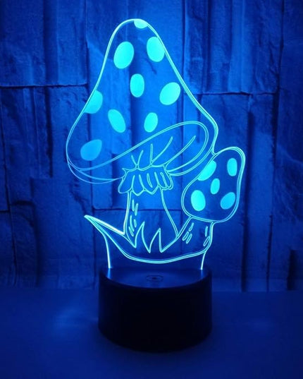 Magic Mushrooms 3D LED Table Lamp Psychedelic Mushrooms Night Light Optical Visual Illusion Home Decor Lighting - LeafyLoom