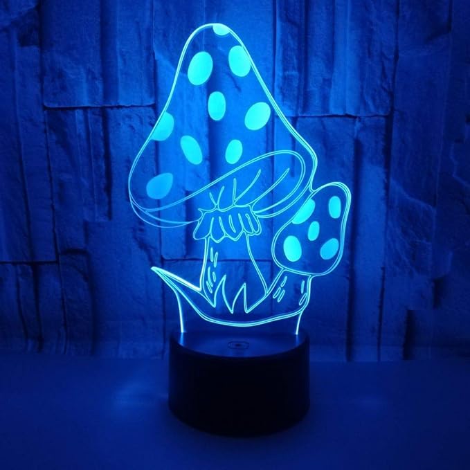 Magic Mushrooms 3D LED Table Lamp Psychedelic Mushrooms Night Light Optical Visual Illusion Home Decor Lighting - LeafyLoom
