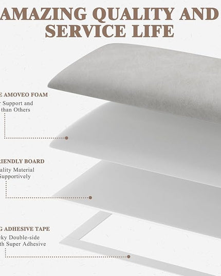 King Headboard, Wall Mounted Peel and Stick Headboard, Upholstered Leather Bed Headboard for King Size Bed, Floating Dorm Bedroom Tall Headboard Soundproof Wall Panels (12 Panels, 10"x24") - LeafyLoom